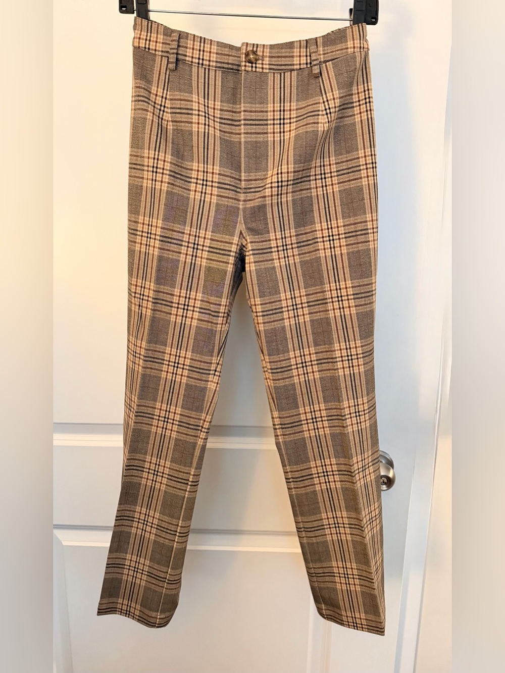 Reformation Plaid Trousers in Brown & Pink Size 4P